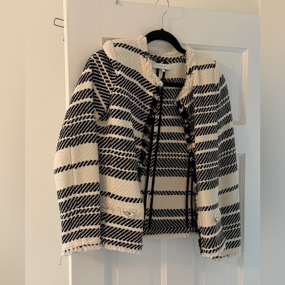 IRO Black and Cream Textured Jacket
